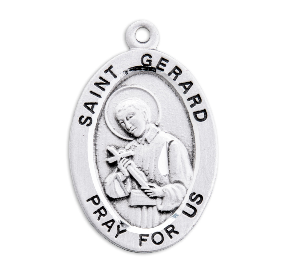 Patron Saint Gerard Oval Sterling Silver Medal Pendant with Chain