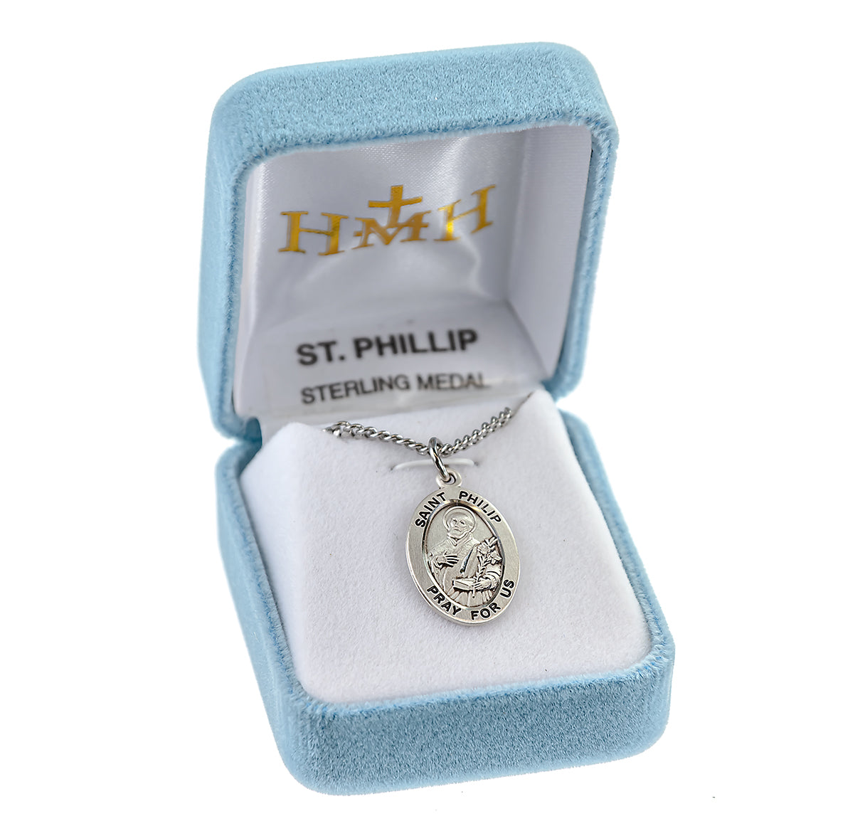 Patron Saint Philip Oval Sterling Silver Medal Pendant with Chain