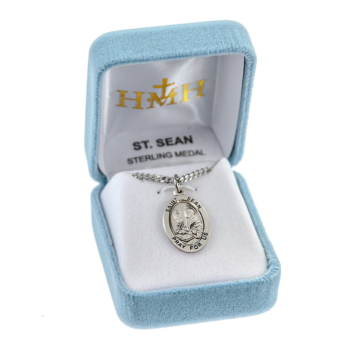 Patron Saint Sean Oval Sterling Silver Medal Pendant with Chain
