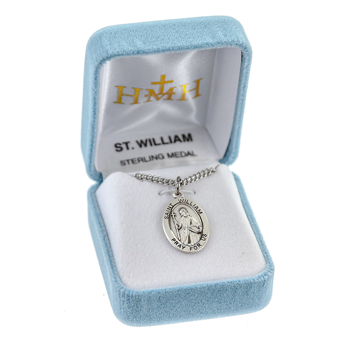 Patron Saint William Oval Sterling Silver Medal Pendant with Chain