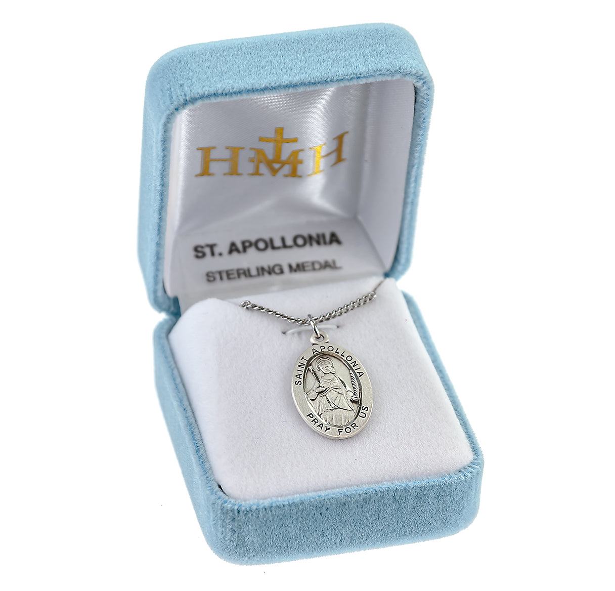 Patron Saint Apollonia Oval Sterling Silver Medal Pendant with Chain