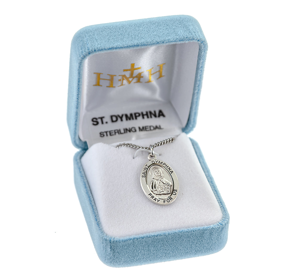 Patron Saint Dymphna Oval Sterling Silver Medal Pendant with Chain