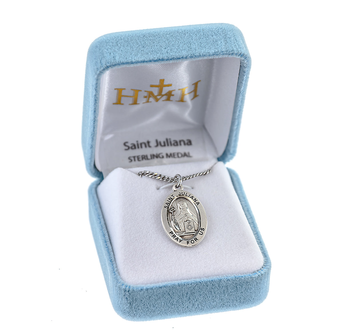 Saint Juliana Oval Sterling Silver Medal Pendant with Chain