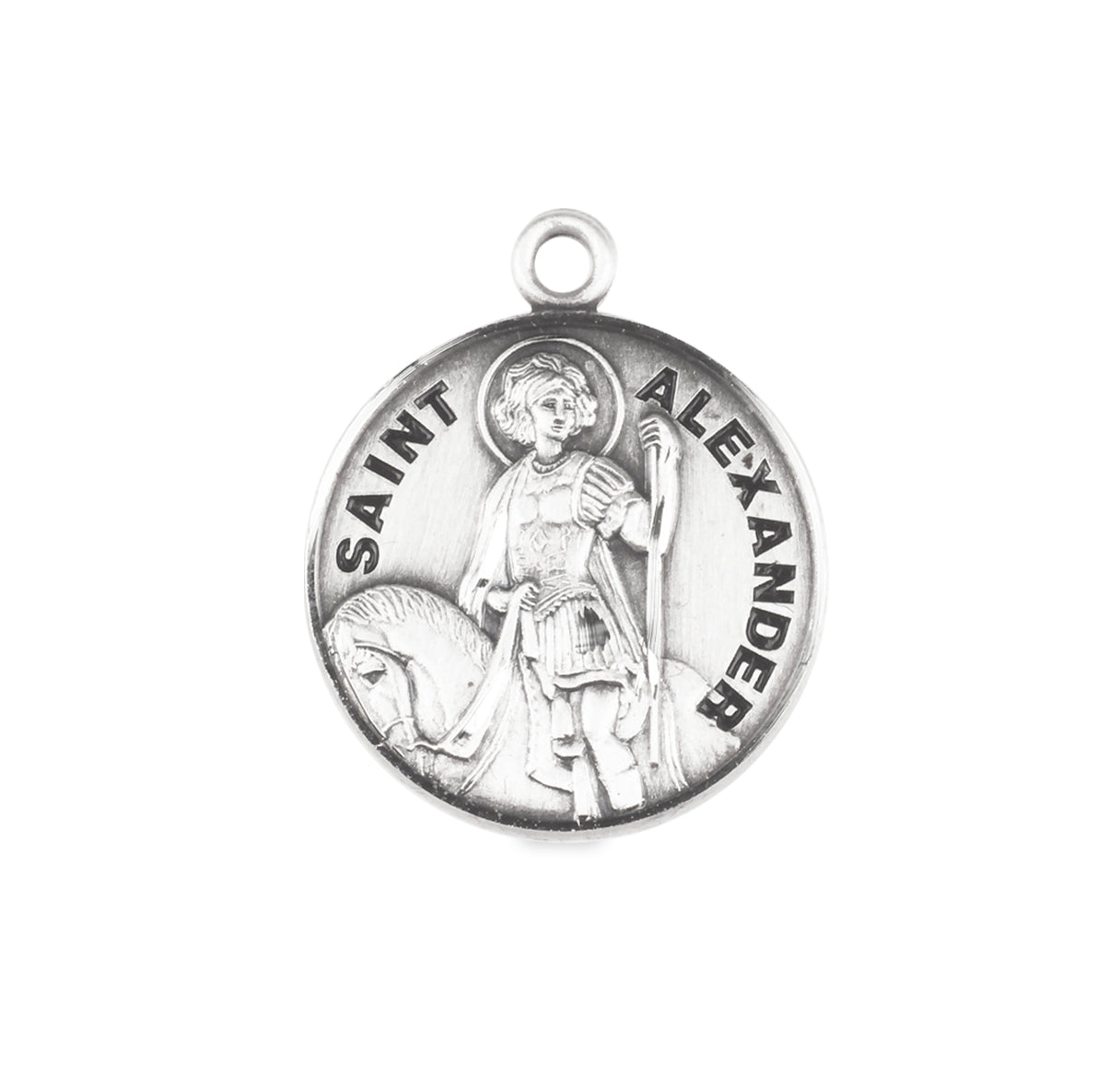 Patron Saint Alexander Oval Sterling Silver Medal Pendant with Chain