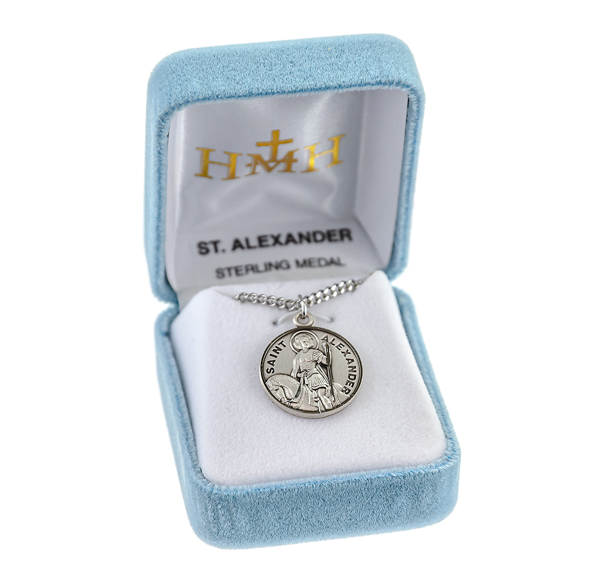 Patron Saint Alexander Oval Sterling Silver Medal Pendant with Chain