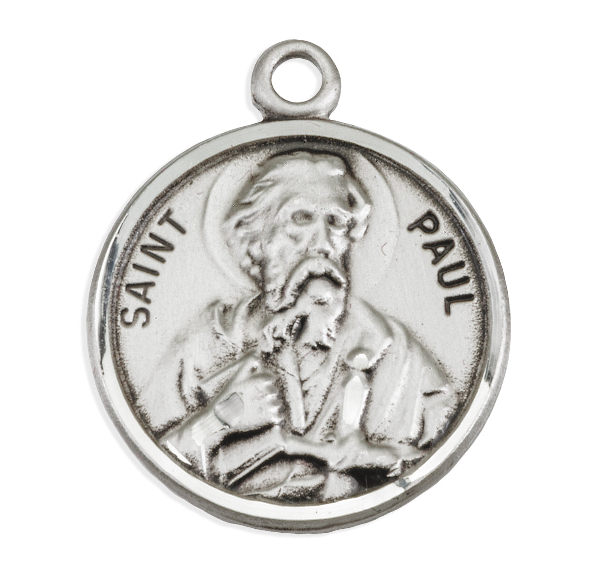 Patron Saint Paul Round Sterling Silver Medal Pendant with Chain