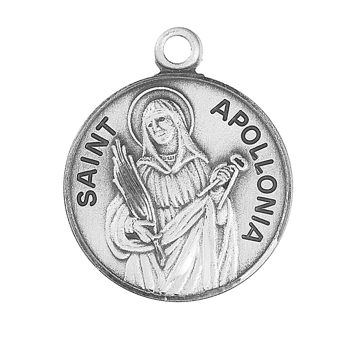 Patron Saint Apollonia Round Sterling Silver Medal Pendant with Chain