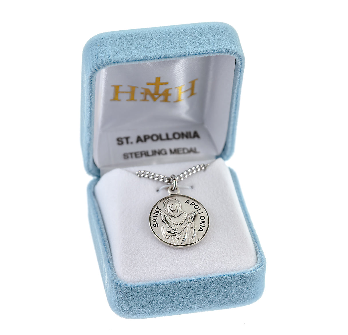 Patron Saint Apollonia Round Sterling Silver Medal Pendant with Chain