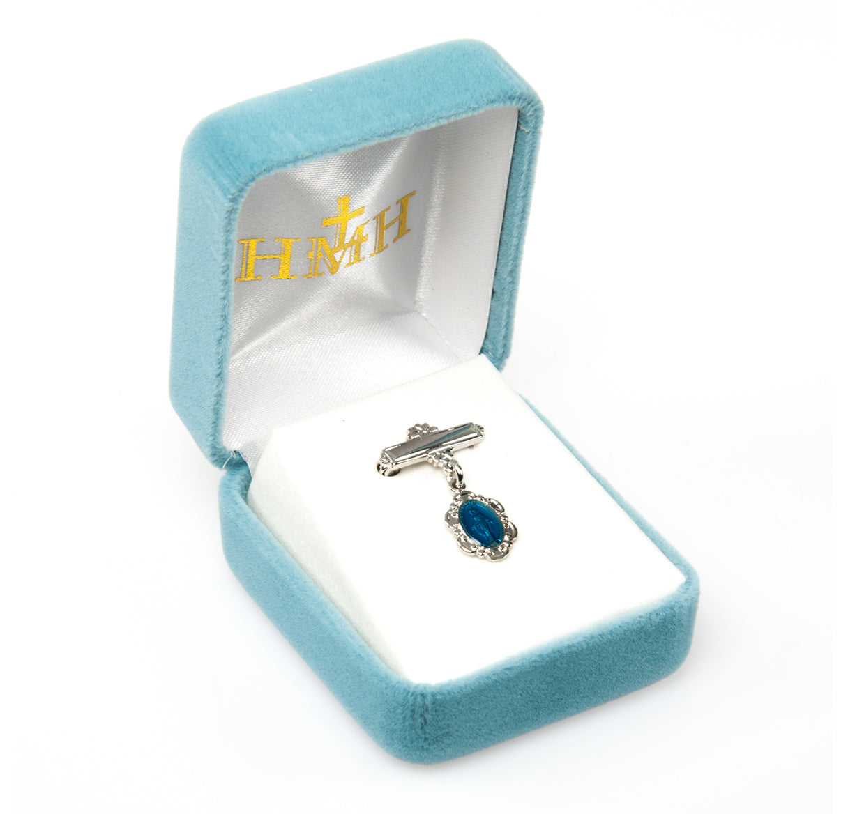 Sterling Silver Scalloped Edge Miraculous Medal on a Bar Pin